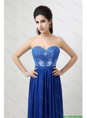 Hot Sale Sweetheart Blue Prom Dresses with Appliques