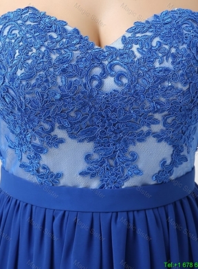 Hot Sale Sweetheart Blue Prom Dresses with Appliques