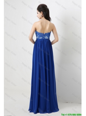 Hot Sale Sweetheart Blue Prom Dresses with Appliques