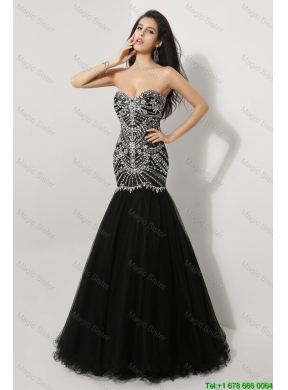 Luxurious Mermaid Sweetheart Beaded Prom Dresses in Black