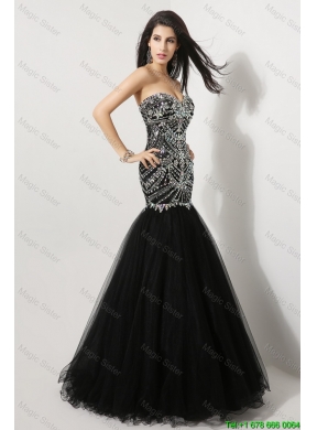 Luxurious Mermaid Sweetheart Beaded Prom Dresses in Black