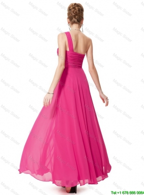 Modern Empire One Shoulder Prom Dresses with Beading