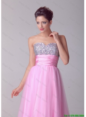 Pretty Princess Sweetheart Rose Pink Prom Dresses with Brush Train