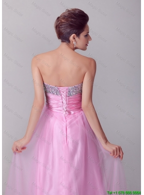 Pretty Princess Sweetheart Rose Pink Prom Dresses with Brush Train