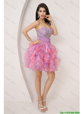 Pretty Sweetheart Bowknot and Beaded Short Prom Gowns in Multi Color