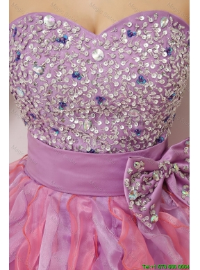 Pretty Sweetheart Bowknot and Beaded Short Prom Gowns in Multi Color