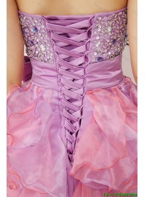 Pretty Sweetheart Bowknot and Beaded Short Prom Gowns in Multi Color