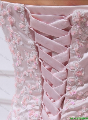 Wonderful Sweetheart Baby Pink Prom Dresses with Sequins and Ruffled Layers