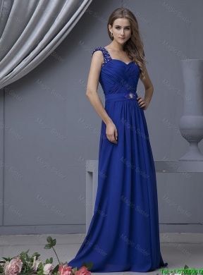 2016 Perfect Straps Beading Long Prom Dresses in Royal Blue