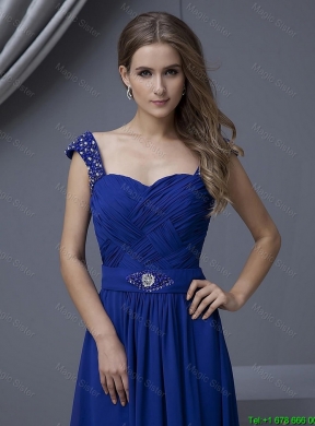 2016 Perfect Straps Beading Long Prom Dresses in Royal Blue