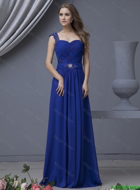 2016 Perfect Straps Beading Long Prom Dresses in Royal Blue