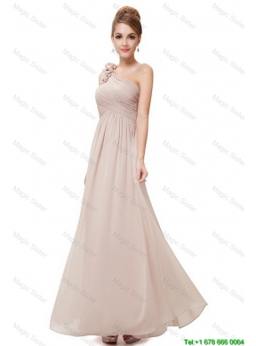 Beautiful Ruched Champagne Prom Dresses with One Shoulder