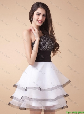 Beautiful Sequined White and Black Prom Dresses with Mini Length