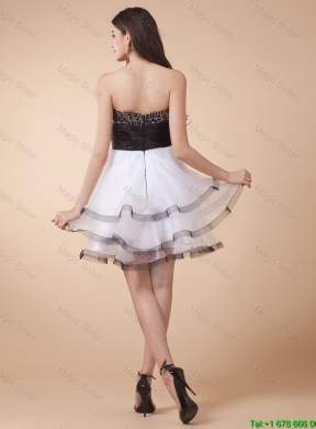 Beautiful Sequined White and Black Prom Dresses with Mini Length