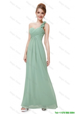 Classical One Shoulder Prom Dresses with Hand Made Flowers