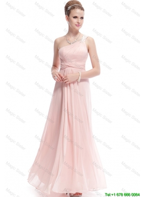 Fashionable Beaded Side Zipper Prom Dresses in Baby Pink