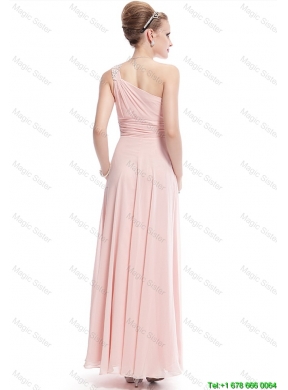 Fashionable Beaded Side Zipper Prom Dresses in Baby Pink