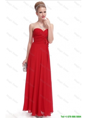 Gorgeous Sweetheart Ruched Red Prom Dresses with Appliques