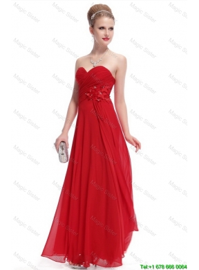 Gorgeous Sweetheart Ruched Red Prom Dresses with Appliques