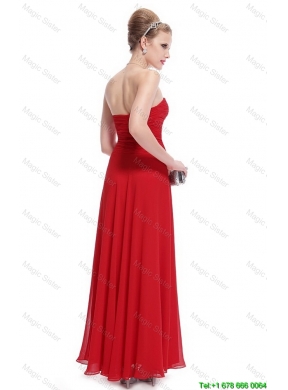 Gorgeous Sweetheart Ruched Red Prom Dresses with Appliques