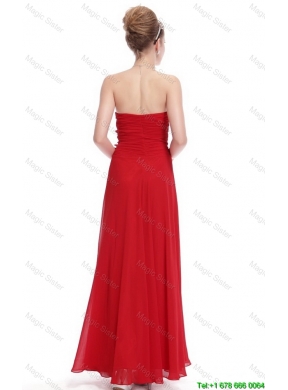 Gorgeous Sweetheart Ruched Red Prom Dresses with Appliques