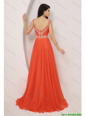 New Arrivals Brush Train Prom Dresses with High Slit and Beading