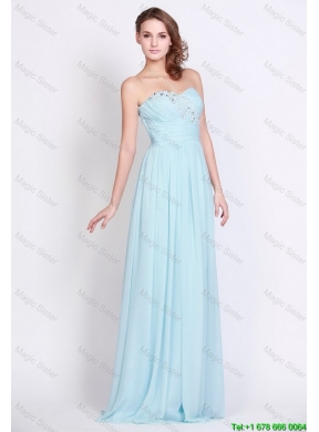 Popular Light Blue Brush Train Prom Dresses with Side Zipper