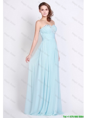 Popular Light Blue Brush Train Prom Dresses with Side Zipper