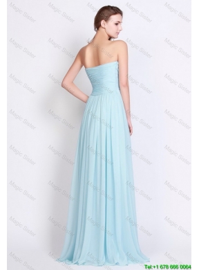 Popular Light Blue Brush Train Prom Dresses with Side Zipper