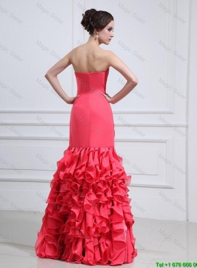 2016 Pretty Appliques and Ruffles Mermaid Prom Dress