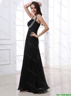 Fashionable Empire Straps Beading Prom Dresses in Black for 2016