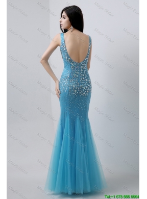 Luxurious Mermaid Beaded Prom Dresses with V Neck