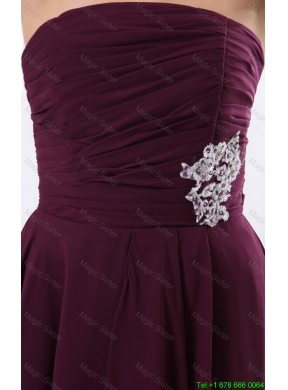 Luxurious Strapless Brown Short Prom Dress with Appliques