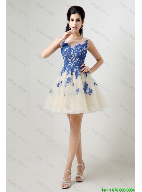 New Arrivals A Line Bateau Prom Dresses with Appliques