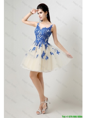 New Arrivals A Line Bateau Prom Dresses with Appliques