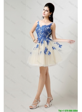 New Arrivals A Line Bateau Prom Dresses with Appliques