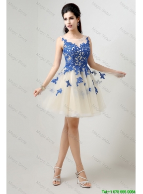 New Arrivals A Line Bateau Prom Dresses with Appliques