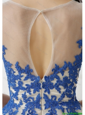 New Arrivals A Line Bateau Prom Dresses with Appliques