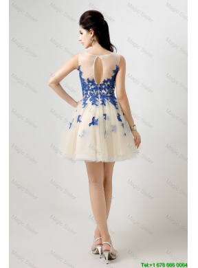 New Arrivals A Line Bateau Prom Dresses with Appliques