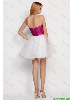 Pretty White Princess Short Prom Dresses with Beading and Belt