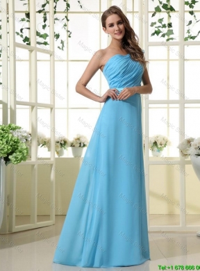 Wonderful One Shoulder Belt and Ruffles Aqua Blue Long Prom Dresses