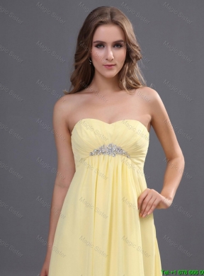 Custom Made Yellow Long Prom Dresses with Beading for 2016