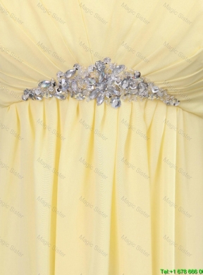 Custom Made Yellow Long Prom Dresses with Beading for 2016