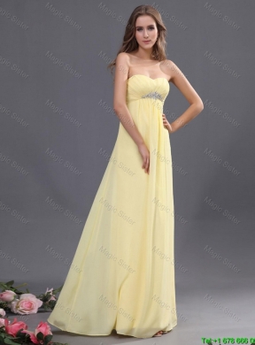 Custom Made Yellow Long Prom Dresses with Beading for 2016