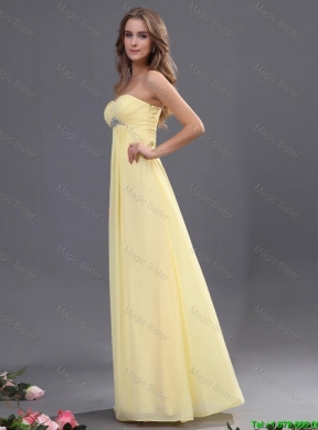 Custom Made Yellow Long Prom Dresses with Beading for 2016