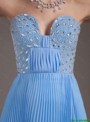 Discount Brush Train Sweetheart Prom Dresses in Baby Blue