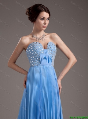 Discount Brush Train Sweetheart Prom Dresses in Baby Blue