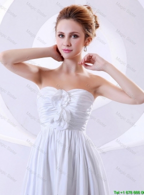 Elegant Hand Made Flowers Empire Prom Dresses in White