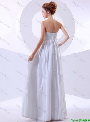 Elegant Hand Made Flowers Empire Prom Dresses in White