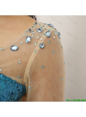 Luxurious Sequined Multi Color Prom Dresses with Long Sleeve